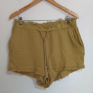 Indigo Rein Green Boho Scandi Cotton Shorts Size Large